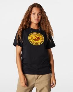 Camisetas Converse Center Front Mountain Club Relaxed Para Mujer - Negras | Spain-4627
